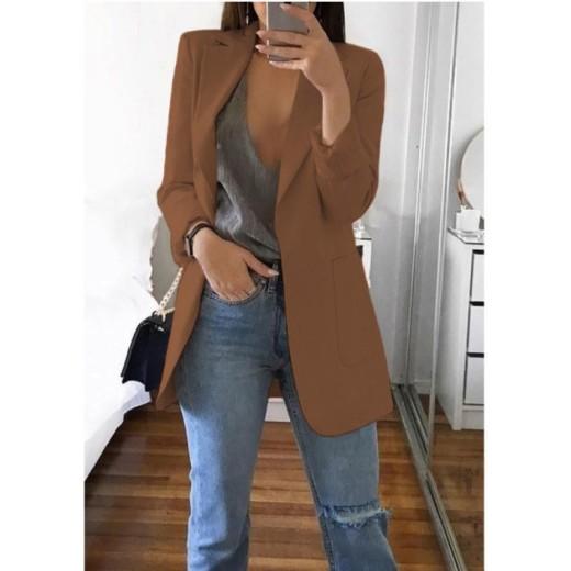 Women's Casual Oversized Long Blazer Cardigan Jacket Coat Autumn Fashion Long Sleeve Cardigan Solid Color Office Ladies Solid Color Blazer Plus Size