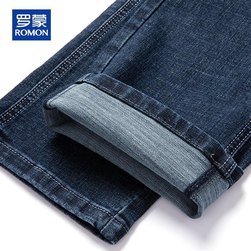 ROMON Мужские весенне-осенние повседневные джинсы прямого кроя стрейч