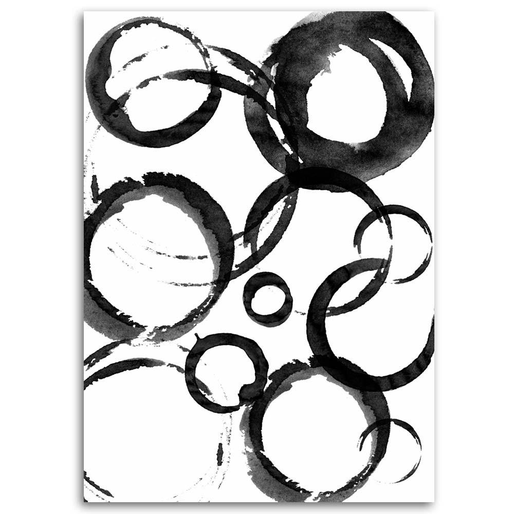 Canvas Print Circle Abstraction Black and White