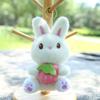 Plush Bunny Toy Keychain With Strawberry Design For Kids Gift And Bag Accessory