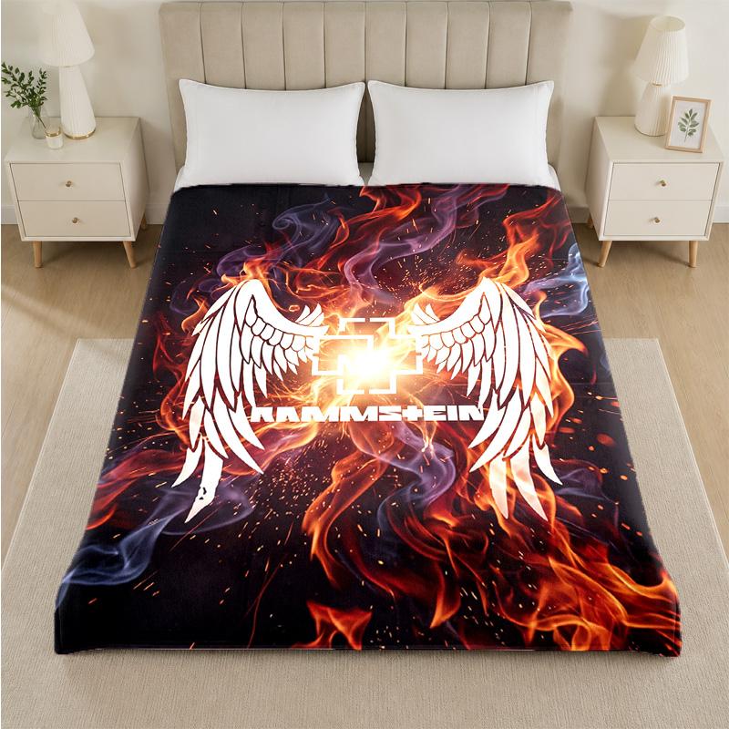 Rammstein Print Flannel Blanket Cozy Lightweight Plush Throw Blanket For Bed Sofa Household Use