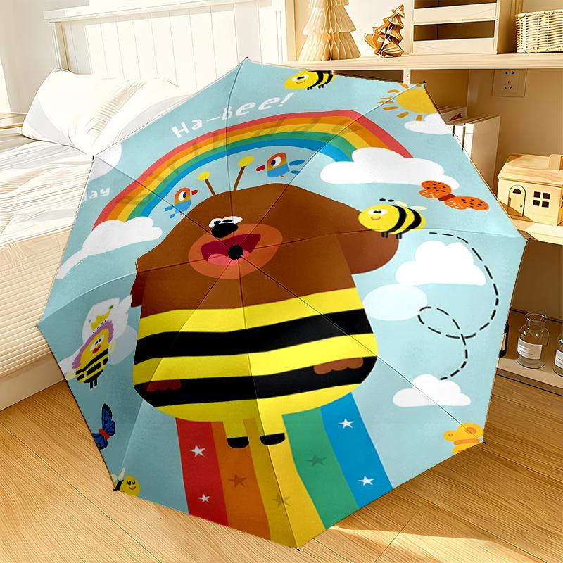 Bee's Rainbow Adventure Umbrella 8-Frame for Travel, camping, Casual Lightweight Portable Umbrella, Essential for every family Holidays Gift