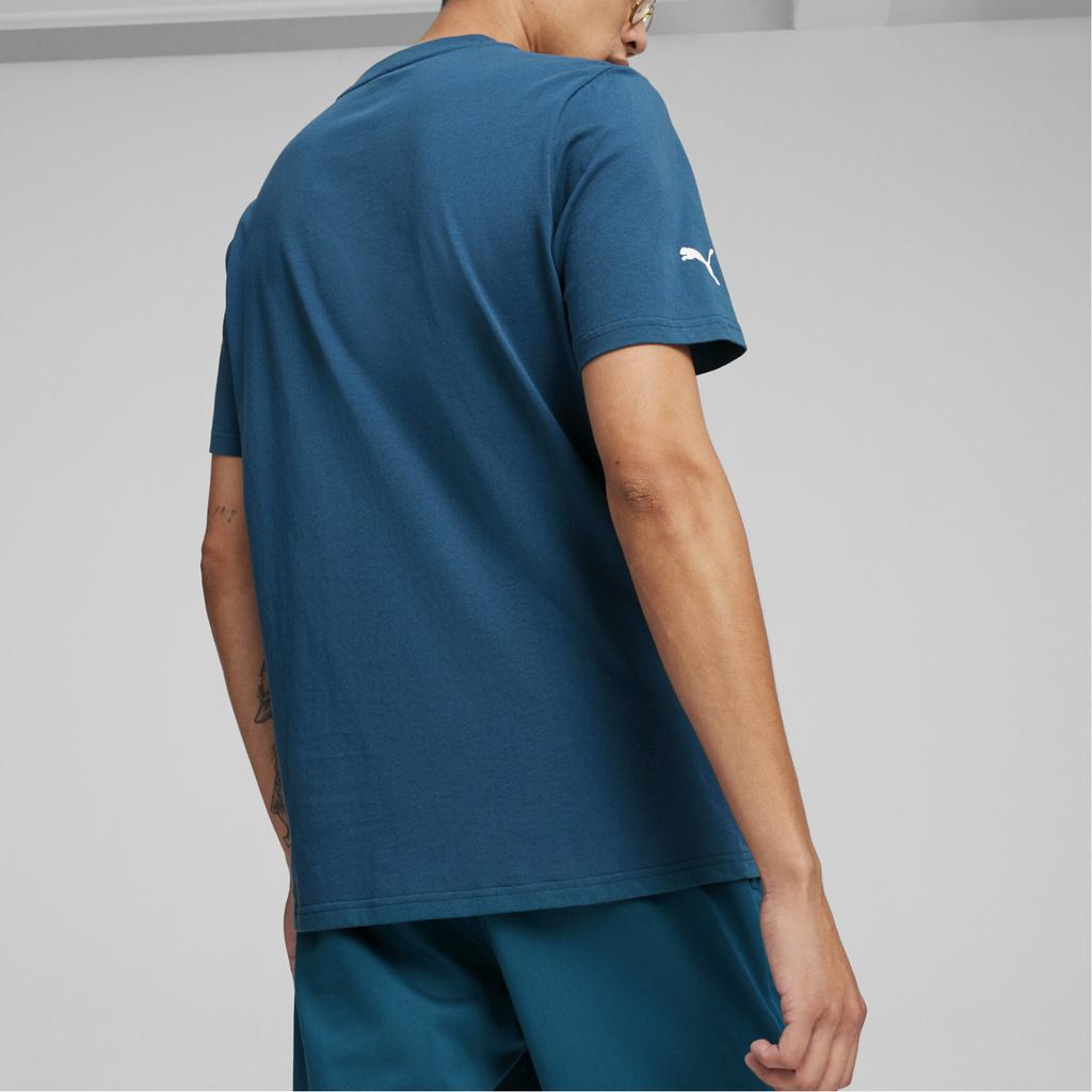 Puma Футболка с логотипом и принтом в виде букв, повседневная, с круглым вырезом и коротким рукавом, мужская, цвет «Ocean-Blue» 623754-07