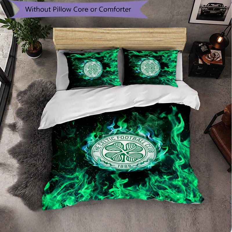 Celtic FC Themed Bedding 3Pcs Duvet Cover Set Decorative Bed Linen For Teen Room Home Decoration
