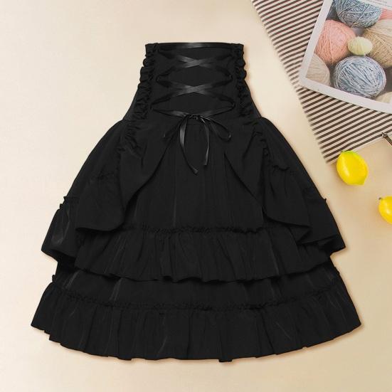 Женская летняя юбка, стильная юбка с высокой талией, юбка для выступлений, перекрестная шнуровка, сценическая ретро-дворцовая однотонная многослойная юбка