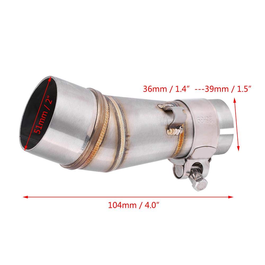 Qiilu 51мм Выпускная средняя труба Выпускная труба Средняя секция Нержавеющая сталь для Kawasaki Z250 Ninja 250 13-16