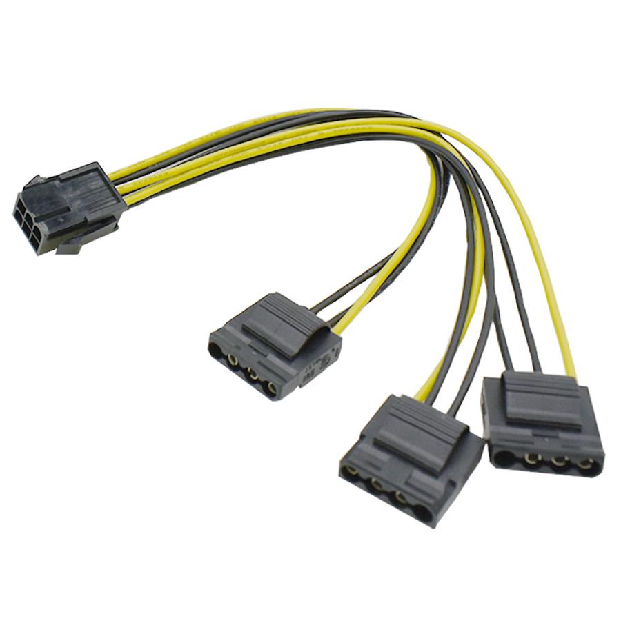 2x PCIe 6Pin (мама) на 3 Molex IDE 4Pin Кабель-разветвитель питания для видеокарты