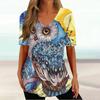 Женские футболки, винтажная футболка с графическим принтом совы и животных, летняя модная футболка с v-образным вырезом и короткими рукавами, большие женские футболки, одежда