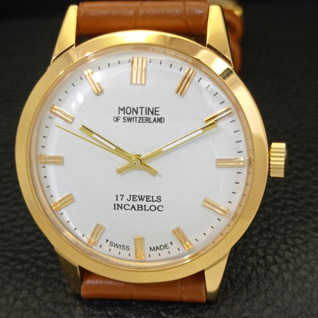 ВОССТАНОВЛЕННЫЕ ПОЗОЛОЧЕННЫЕ ВИНТАЖНЫЕ ШВЕЙЦАРСКИЕ МУЖСКИЕ ЧАСЫ MONTINE 17J WINDING a285405-10 Montine-a285405-2