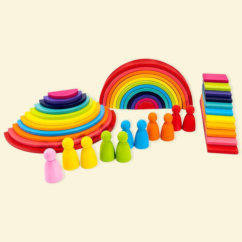3Children's Early Education with Rainbow Building Blocks Puzzle Intelligence Development Assembling Educational Toys Boys and Girls