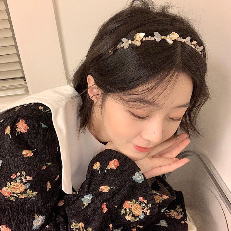 Изысканная повязка на голову с цветочным узором и стразами – высококачественный ретро-аксессуар для волос для женщин