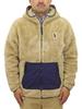 POLO RALPH LAUREN Флисовая куртка с капюшоном и панелями Retro Pile Performance, большого размера, мужская, на молнии, с логотипом Pony, L, Хаки/Темно-синий (Код товара 01010066)