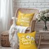 4 Pack Yellow Tulip Pillow Covers Double Sided Print Hello Sunshine Floral Bicycle Cushion Cases Home Decor For Sofa Bedroom