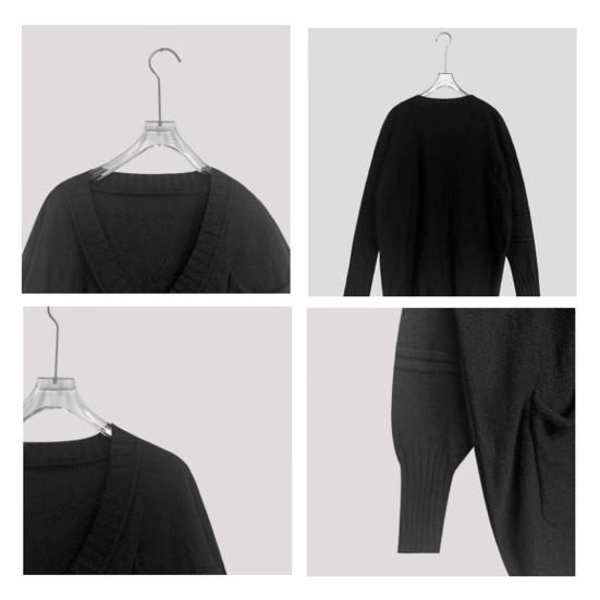 Women Sweater V-Neck Long Sleeve Sweater with Pockets Solid Color Loose Fit Long Hem Knitting Tops Autumn Winter Wear