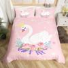 Romantic Swan Duvet Cover Set King Wild Animal Comforter Cover Butterfly Floral Bedding Set For Valentine's Day Wedding Decor
