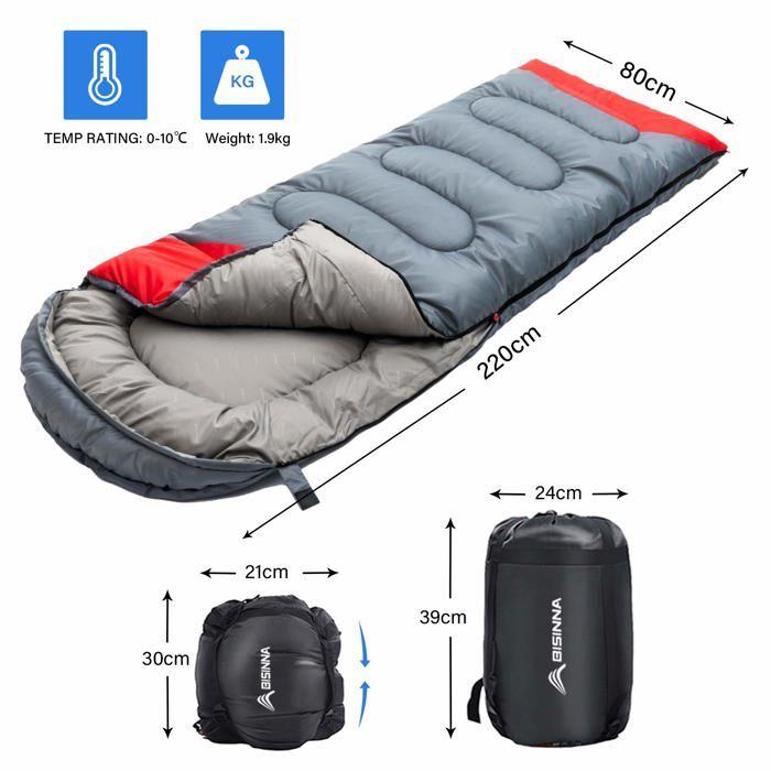 Sac de couchage - BISINNA - Duvet - Imperméable - Lavable en machine - Confort 10°C