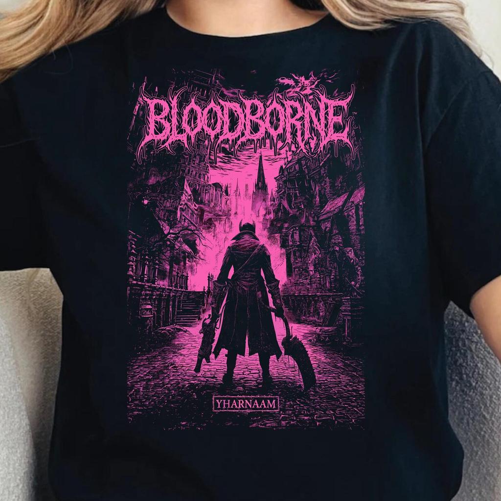 Bloodborne Hunter T-Shirt | Gothic game art, Gift For Women and Man Unisex T-Shirt, Gothic Game Tee, Distressed Gamer Fan T-Shirt