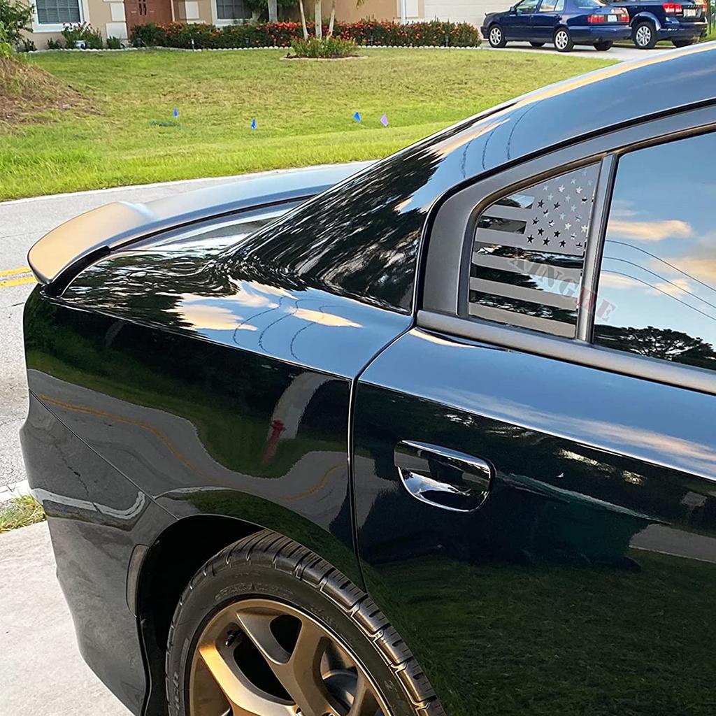 Pre-Cut Quarter Window American Flag Decal Stickers For 2011-2022 Dodge Charger