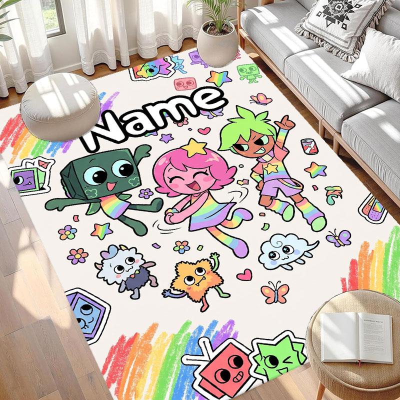 Custom Name Personalized Dandy's World Print Carpet, Versatile Home Decor Rug, for Playroom, Apartment, Balcony, Entryway, Hallway Gift