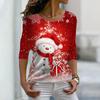 Женские осенние топы с рождественским принтом снеговика, повседневная футболка с длинным рукавом, топ, блузка
