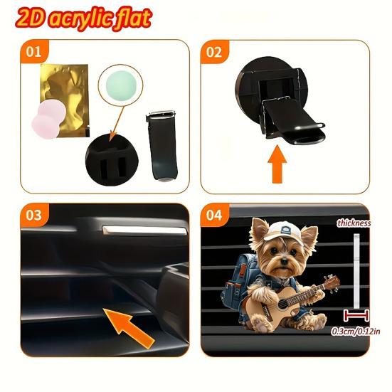 Yorkie Car Vent Clip Cute Dog Air Freshener Automobile Pendant with Fragrance Pad Gift for Dog Lovers Guitar Enthusiasts