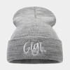 New Fashion Letter Embroidery Wool Stacking Hat Women's Literary Retro Versatile Casual Knitted Cold Hat