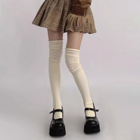 Slouch Thigh High Socks Women Stretchy Over-the-knee Scrunch Socks Long Over Knee Stockings for Boots Skirts Party Dating Street Wear