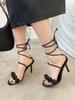 Мода 2024 Новые поступления Модные женские босоножки с открытым носком Туфли на тонком высоком каблуке Босоножки с ремешком на щиколотке Туфли-лодочки для вечеринок на шпильках 41