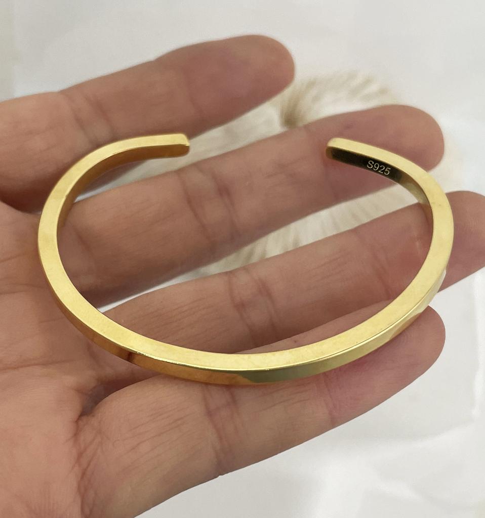 100% Цельное Серебро 925 Пробы Металлический Браслет для Женщин Мужчин Винтажный Ручная Работа Простой Подарок на День Рождения S-B451