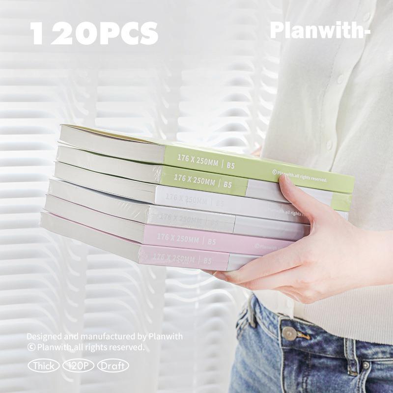 Planwith Friends Project Thick Series Draft Book, Blank Inner Page Flat Spread Draft Book Student Notebook