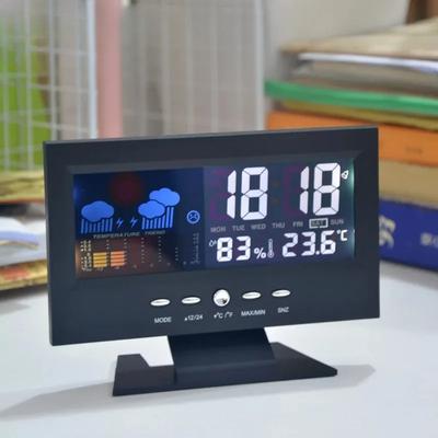 Погодные часы с большим экраном 8082T Погодные часы с цветным экраном Температура Влажность Голосовой электронный будильник
