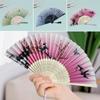 Silk Hand Fan Colorful Shank Classical Dance Fan Vintage Folding Fan  Clothing Accessories