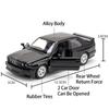 1:36 BMW M3 1987 Car Models  Alloy Die-Casting Toys With 2 Doors Opened Pull Back Function Vehicle Toy For Kids Children's Gifts