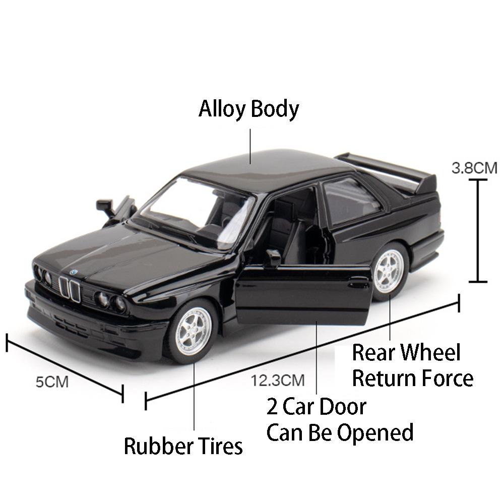 1:36 BMW M3 1987 Car Models Alloy Die-Casting Toys With 2 Doors Opened Pull Back Function Vehicle Toy For Kids Children's Gifts