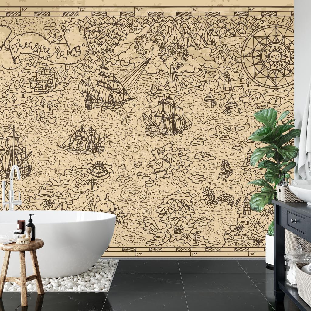 Photomural Treasure Map Washable Fleece 400x280