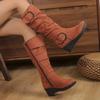 Fashion Women Boots Autumn Winter Vintage Wedge Ankle Boots Women Warm Plush Platform Short Boots Slip On Comfortable Cowboy Shoes Women