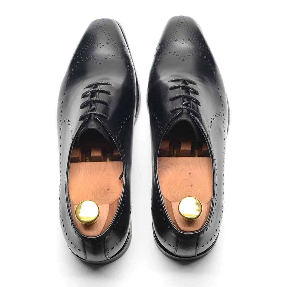 Классические черно-коричневые мужские туфли-оксфорды с мыском-крылом из натуральной кожи для бизнеса, на шнуровке, броги, формальные туфли для свадьбы и вечеринки