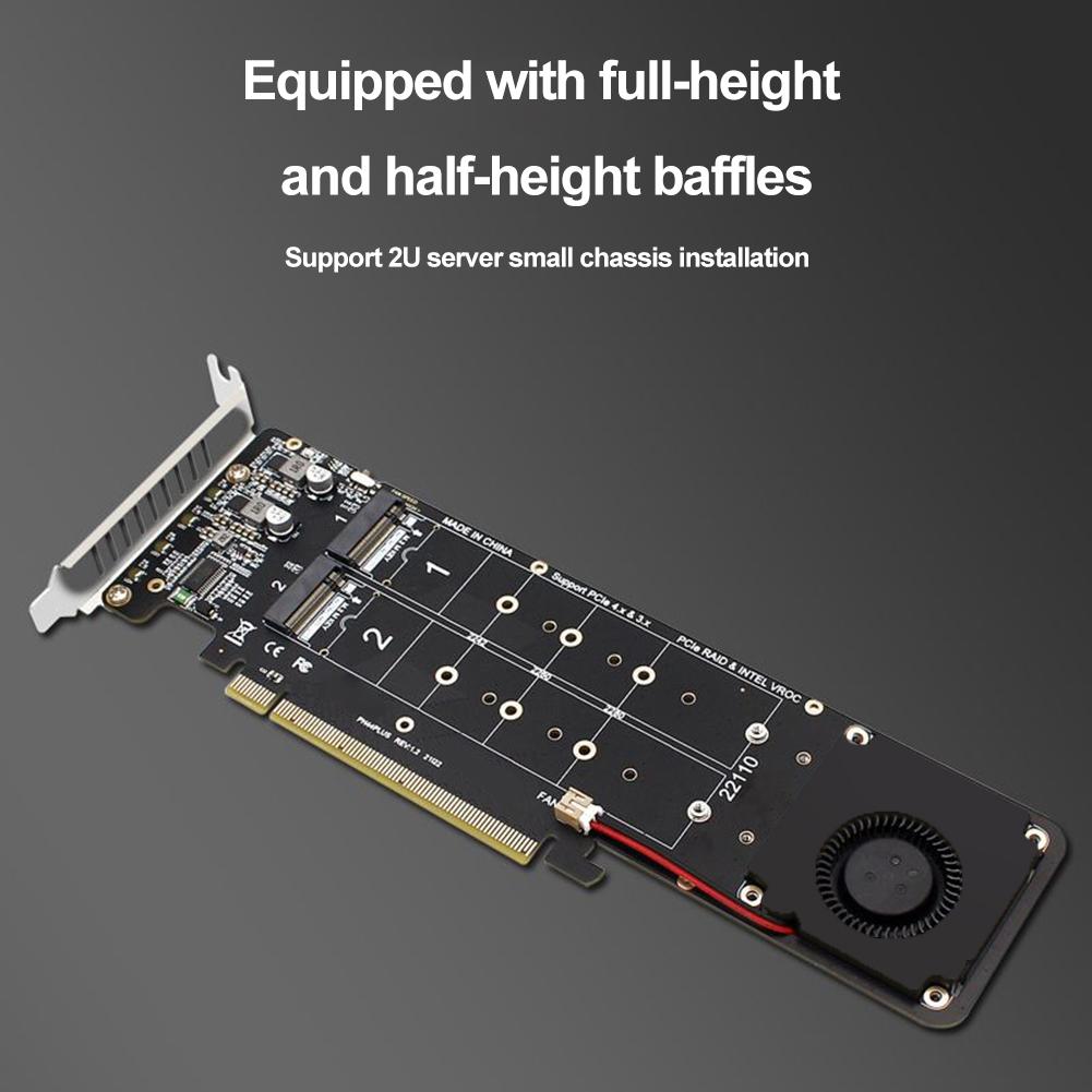 PCI Express 4.0 X16 to 4 Port NVME RAID Card Adapter Card M Key 4 NVME 4x32Gbps M2 NVME Expansion Card for 2280/2260/2242/2230