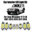 LED Interior Map Dome Trunk Light Ceiling Bulbs Kit For Jeep Wrangler YJ TJ JK 1987- 2014 2015 2016 2017 2018 Car Accessories