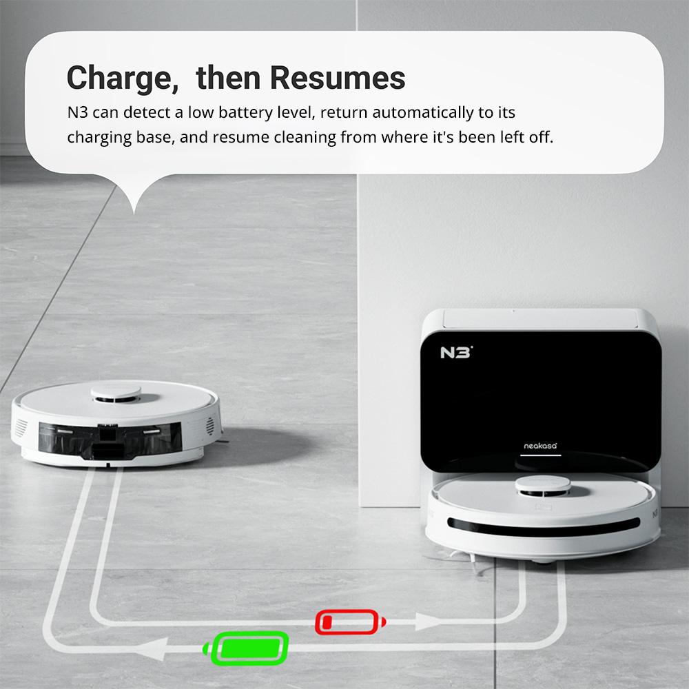 Восстановленный робот-пылесос Neakasa NoMo N3 со станцией самоочистки, всасывание 4000 Па, навигация LDS + SLAM, пылесборник 2,5 л