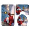Christmas Shower Curtain Floor Mat Combination Four-Piece Set Bathroom Toilet Carpet Shower Room Mat Foot Mat