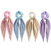 Women Hair Ring with Ribbon Sweet Style Pleated Scrunchies for Girls Elegant Elastic Hair Rubber Bands Girls Hair Tie Headdress