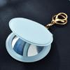 Makeup Mirror Pu Small Round Mirror Keychain Double-Sided Folding Mirror