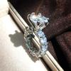 European and American Fashion Hand Plated Platinum Zircon Six-claw Ring Luxury Bright Star Wedding Engagement Ring