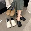 Интернет-знаменитость квадратный носок французский пучок полушлепанцы женские 2025 новые плоские ленивые сандалии корейская версия инс кэжуал мода