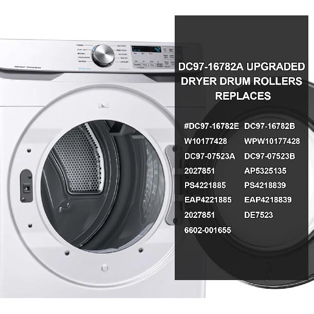 Комплект роликов для сушильной машины DC97-16782A для Samsung DV45H7000EW/A2 DV42H5200EP/A3 DV48H7400EW/A2 DV45H7000EW/A2 DV42H5000EW/A3, Замена DC97-16782C DC97-16782D