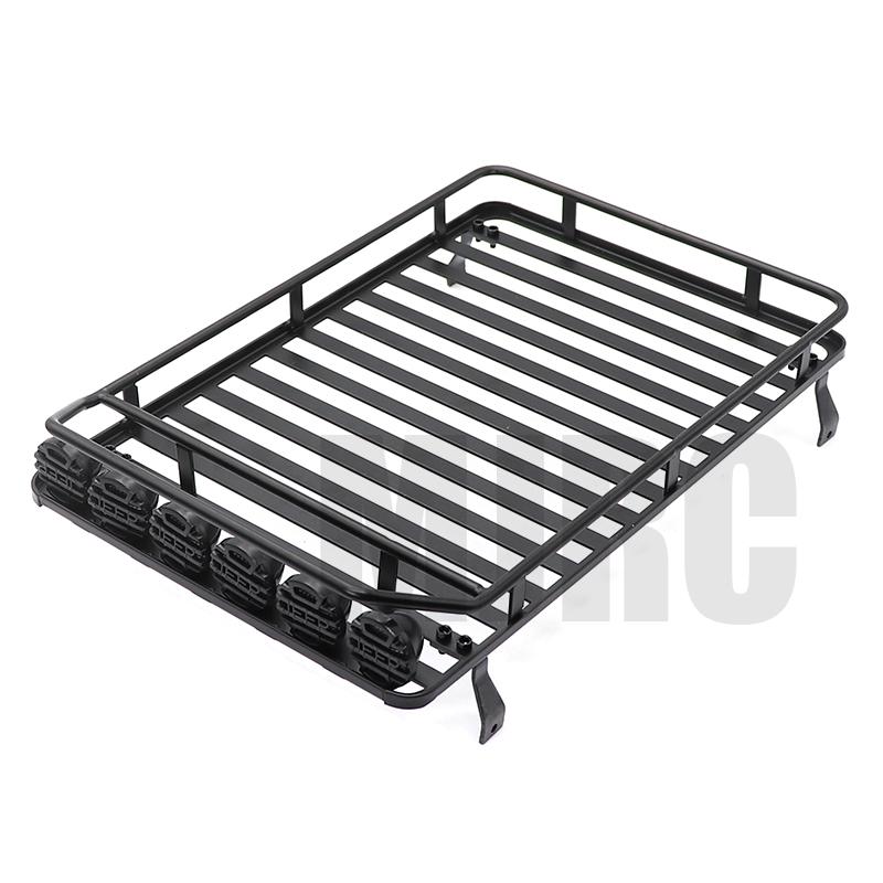 Metal roof rack with 4 LED lights for 1:10 RC Rock Crawler SCX10II 90046 90047 SCX10 D90 Wrangler Trx4 luggage rack