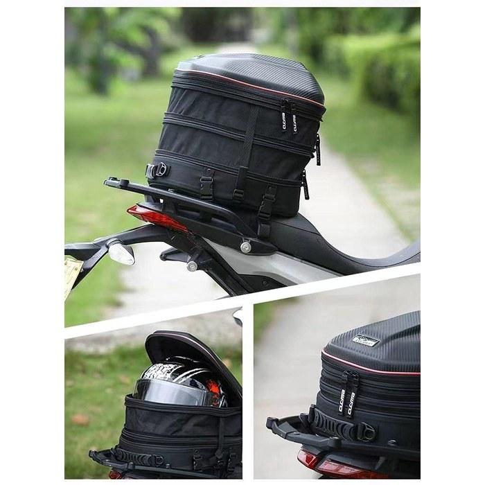 Motorcycle Carbon Fiber Expandable Waterproof Durable Seat Bag Backpack 3 Colors (Black Line)