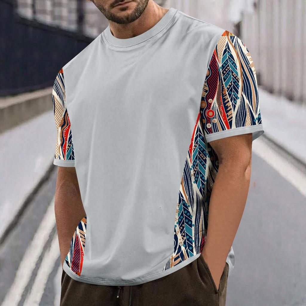 Летняя мужская популярная футболка с круглым вырезом и коротким рукавом с принтом