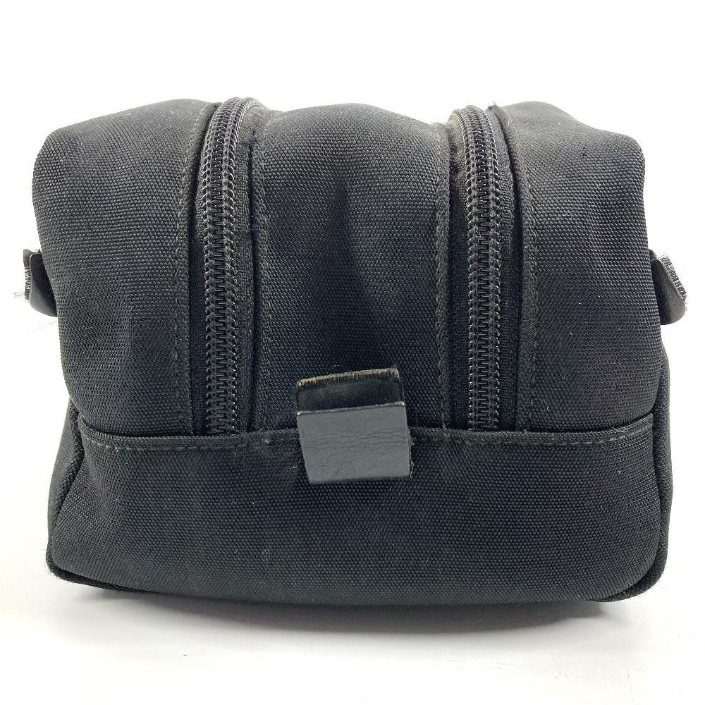 GUCCI 02888 Logo W Zip Zip Bag Pouch Clutch Bag with Handle Leather/Canvas Black